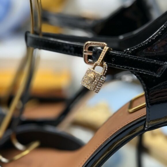 🆕 KURT GEIGER LONDON 🧿 NWOB Brixton Lock T Bar Court Heels, Black Patent, Sz 7 - Picture 11 of 16